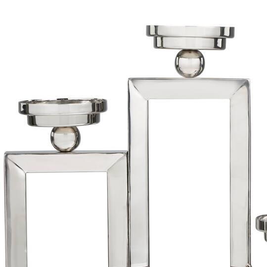 16" Silver Stainless Steel Rectangular Candelabra